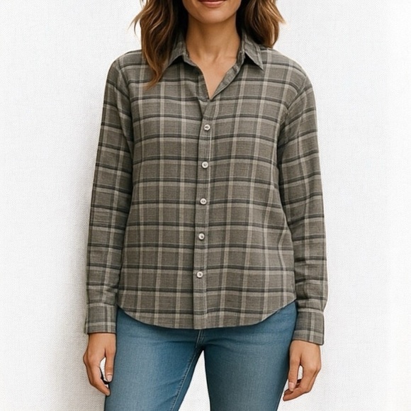 Frank & Eileen | Gray Plaid Barry Long Sleeve Flannel Size Small Quiet Luxury - Picture 1 of 10